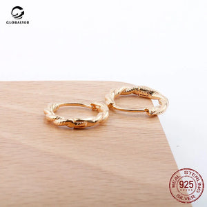 S925 Sterling Silver Twist Circle Earrings Retro Small Earrings