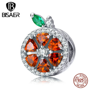 925 Sterling Silver Grapefruit Bead Red Zircon Charm