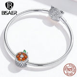 925 Sterling Silver Grapefruit Bead Red Zircon Charm