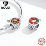 925 Sterling Silver Grapefruit Bead Red Zircon Charm