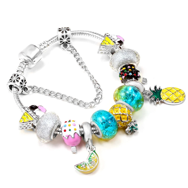 Pineapple & Ice Cream Beads Bracelet DIY Jewelry Gift