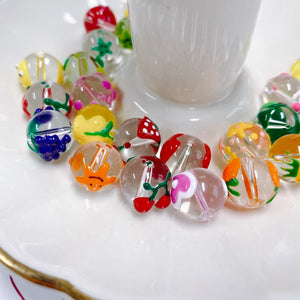 Fruit series glass beads cherry blossom butterfly DIY bracelet material