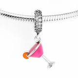 Fruity Cocktail Charms for Bracelets Enamel & CZ Charms 925 Silver Jewelry