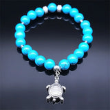 Natural Stone Bracelet Turtle Pendant Charm Beads Bracelet