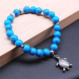 Natural Stone Bracelet Turtle Pendant Charm Beads Bracelet