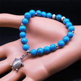 Natural Stone Bracelet Turtle Pendant Charm Beads Bracelet