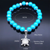 Natural Stone Bracelet Turtle Pendant Charm Beads Bracelet