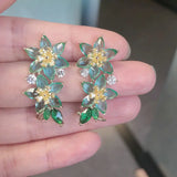 Fashion Pink Flower Ear Clips with Piercing for Women