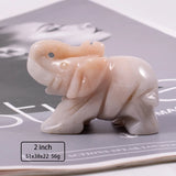 2 Inch Rose Crystal Elephant Figurine Carved Natural Stone Animal Statue