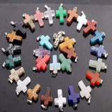 Natural Crystal Quartz Cross Necklace 25pcs Stone Pendants Charms