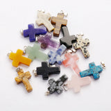 Natural Crystal Quartz Cross Necklace 25pcs Stone Pendants Charms