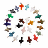 Natural Crystal Quartz Cross Necklace 25pcs Stone Pendants Charms