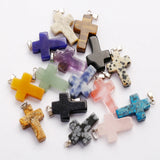 Fubaoying Cross Pendant Charm Necklace Natural Agates Stone