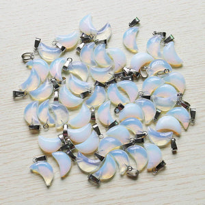 30pcs Moon Opal Stone Necklace Pendants DIY Jewelry Making Earrings Gift