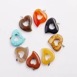 Fubaoying Heart Hollow Crystal Necklace Pendants 12pcs DIY Charms