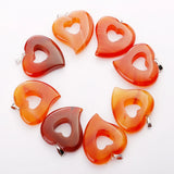 Fubaoying Heart Hollow Crystal Necklace Pendants 12pcs DIY Charms