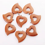 Fubaoying Heart Hollow Crystal Necklace Pendants 12pcs DIY Charms