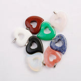 Fubaoying Heart Hollow Crystal Necklace Pendants 12pcs DIY Charms