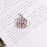 Pink Crystal Quartz Tree Of Life Necklace Pendant for Jewelry Making