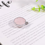 Pink Crystal Quartz Tree Of Life Necklace Pendant for Jewelry Making
