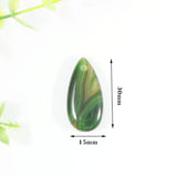 Green Stripe Natural Stone Water Drop Pendant Necklace Charms