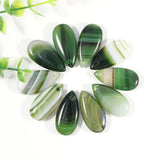 Green Stripe Natural Stone Water Drop Pendant Necklace Charms