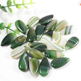 Green Stripe Natural Stone Water Drop Pendant Necklace Charms