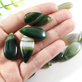 Green Stripe Natural Stone Water Drop Pendant Necklace Charms