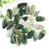 Green Stripe Natural Stone Water Drop Pendant Necklace Charms