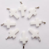 30Pcs Natural Jades Stone Cross Pendants DIY Jewelry Making Gift
