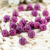 Fuchsia Hot Pink Clay Disco Ball Beads 8mm - 100pcs