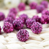 Fuchsia Hot Pink Clay Disco Ball Beads 8mm - 100pcs