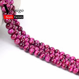 Fuchsia Tiger Eye Stone Beads for Jewelry Making 6 8 10mm