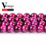 Fuchsia Tiger Eye Stone Beads for Jewelry Making 6 8 10mm