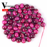 Fuchsia Tiger Eye Stone Beads for Jewelry Making 6 8 10mm