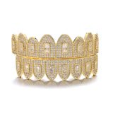 CZ Stones Teeth Grillz Caps Iced Out Micro Pave Top&Bottom Grills