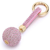 Crystal Keychain Rhinestone Leather Strap Bag Pendant Charm Keyring