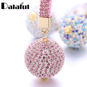 Crystal Keychain Rhinestone Leather Strap Bag Pendant Charm Keyring