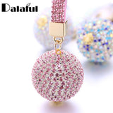 Crystal Keychain Rhinestone Leather Strap Bag Pendant Charm Keyring
