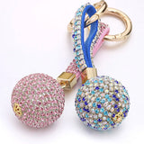 Crystal Keychain Rhinestone Leather Strap Bag Pendant Charm Keyring