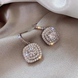 Square Drop Earrings 18k Filled Austrian Crystal Zircon Diamonds Gemstones