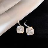 Square Drop Earrings 18k Filled Austrian Crystal Zircon Diamonds Gemstones