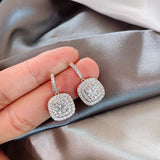 Square Drop Earrings 18k Filled Austrian Crystal Zircon Diamonds Gemstones