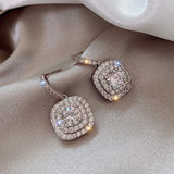 Square Drop Earrings 18k Filled Austrian Crystal Zircon Diamonds Gemstones