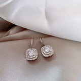 Square Drop Earrings 18k Filled Austrian Crystal Zircon Diamonds Gemstones