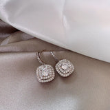 Square Drop Earrings 18k Filled Austrian Crystal Zircon Diamonds Gemstones