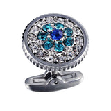 Crystal Noble Court Serrated Stainless Steel Cufflinks