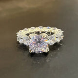 Sparkling CZ Ring for Women Micro Pave Wedding Jewelry