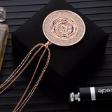 Clear Crystal Round Necklaces Hollow Sweater Necklace Women Statement Jewelry