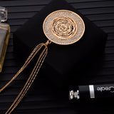 Clear Crystal Round Necklaces Hollow Sweater Necklace Women Statement Jewelry